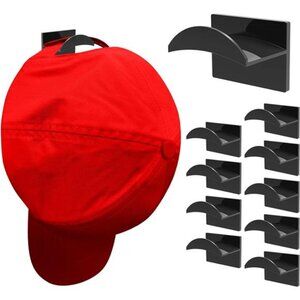 10 PCS Adhesive Hat Hooks for Wall, Strong Hold Hat Hangers, Minimalist Hat Rack